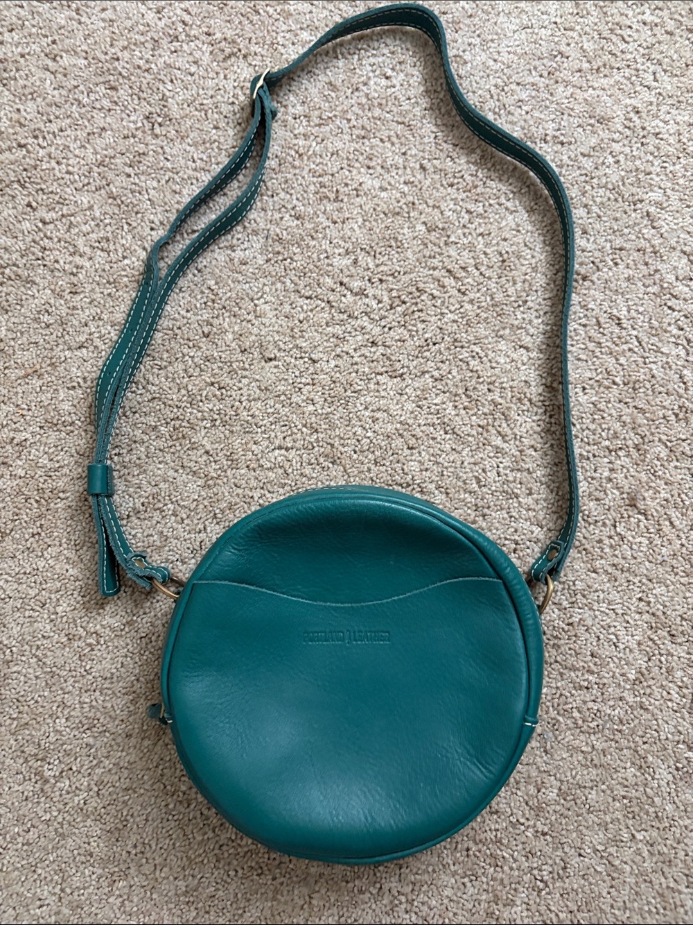 Portland Leather Teal Round Crossbody Bag
